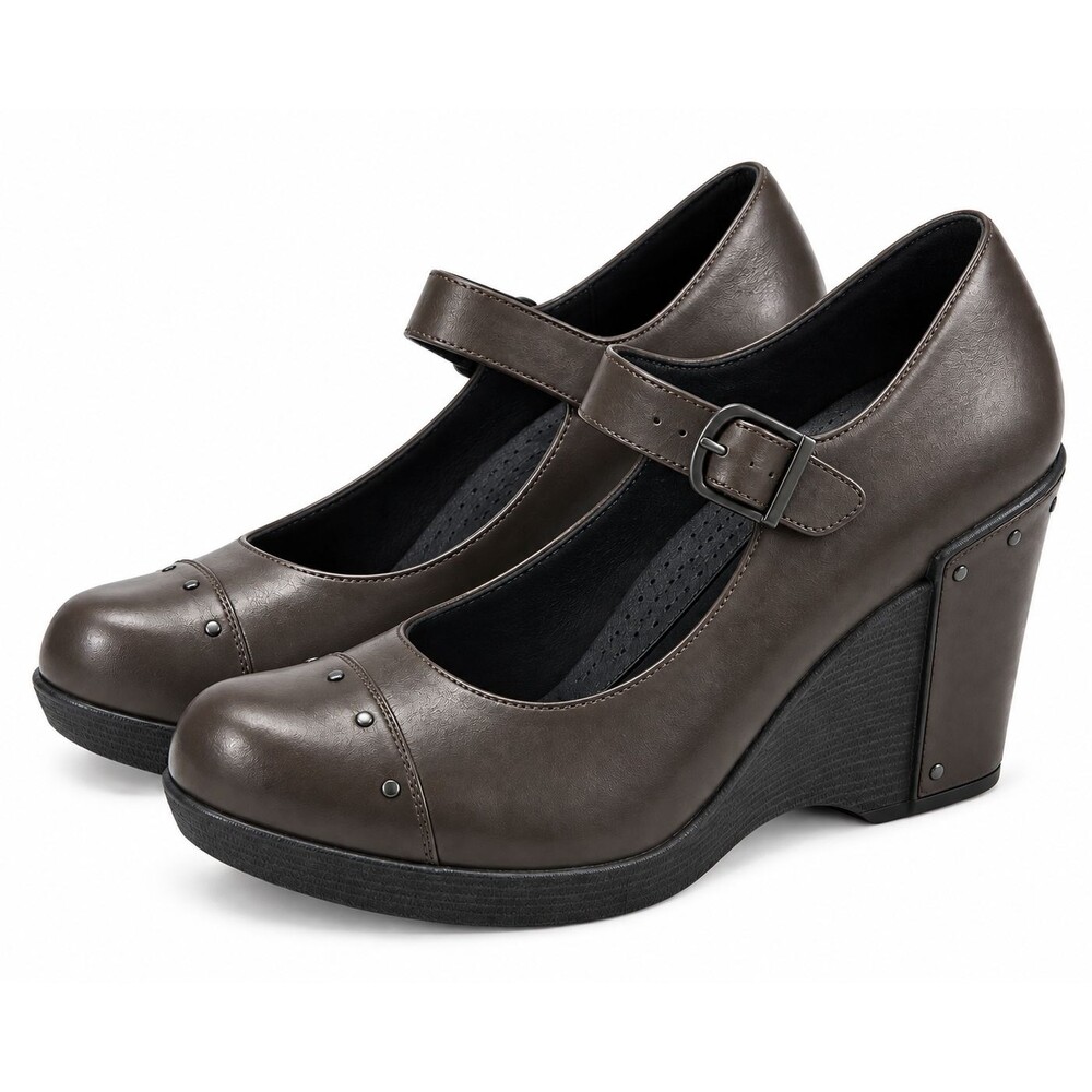 Dansko Fanny Wedge Maryjane Shoes Size 42 11.5 12 US Greyish Brown Studded Comfy